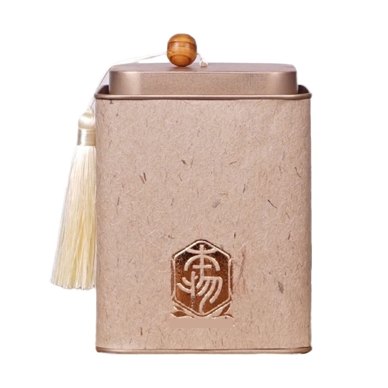 JINGYAN Tea Storage Jars Metal Tinplate Box Square Tea Container Jar with Tassel Lid Green Storage for Coffee Herb Candy Sugar Spices Snacks