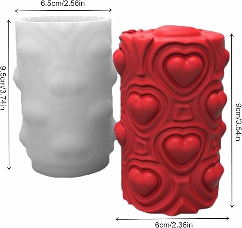 Miniatura 2 de Molde de vela de silicona en forma de corazón, columna de amor para bricolaje, espuma geométrica, cera de jabón, resina de yeso, polímero, arcilla,
