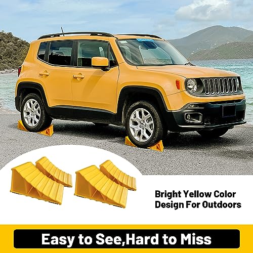 Hoxwell NBTS201-4 2 Pairs Wheel Chocks For Travel Trailers, Non Slip Heavy Duty Yellow Wheel Chock, Lightweight Wheel Stoppers For Cars Camper Trucks Rvs thumb #5