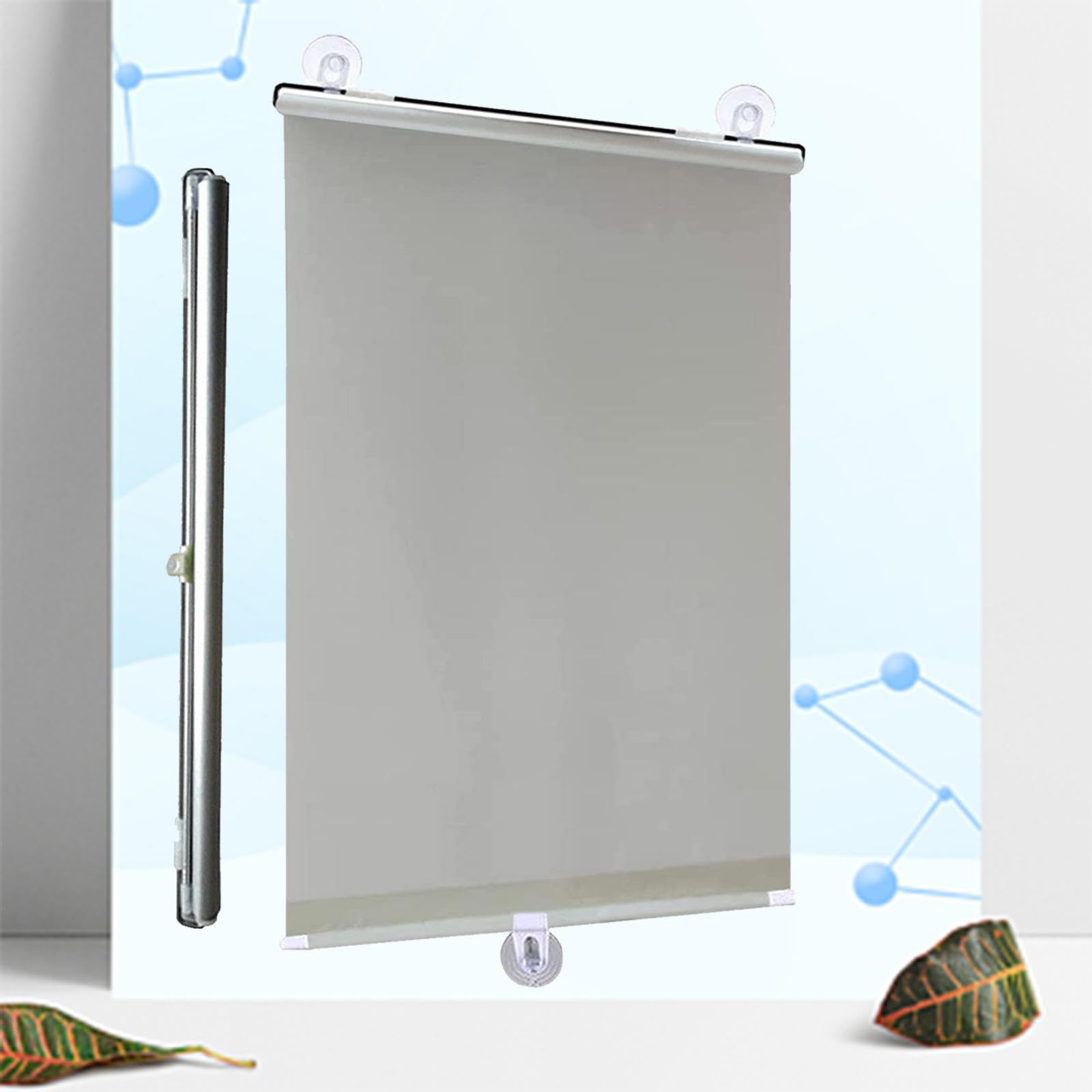 DECAKE Blackout Roller Blinds with Suction Cups,Sunshade No Drilling,Window Cover Shades,Retractable Balcony Sun Shades,Home Office Privacy Curtains,Grey-45×125cm(17.7 * 49.2in)