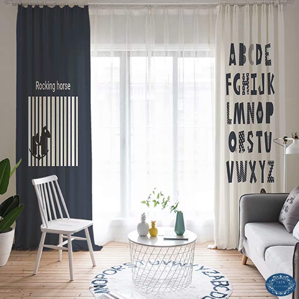 Amazon Co Jp 可愛いカーテン おしゃれ 遮光カーテン タッセル付き 北欧 ポップ かわいい カーテン ブラック 綿麻調 北欧風 厚地 天然素材のある暮らし 2枚組み カーテンフック付き 遮像 洗える 新築祝い 寝室 居室 リビング オーダー可能 洗濯可能 新生活 100cm 178cm