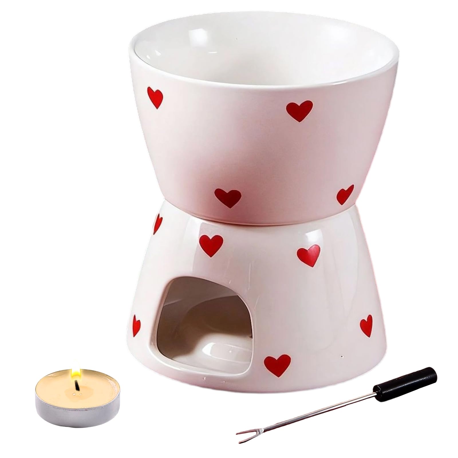 YWLUUOO Ceramic Chocolate Melting Cup for Dessert Preparation Large Capacity Fondue with Even Heat Distribution Large Capacity Ceramic Chocolate Fondue Cup for Parties and Event Uniform Heating