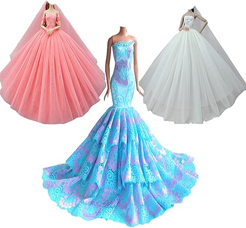 3 piezas de ropa hecha a mano, vestido vintage para muñeca de 11.4 in, vestidos de fiesta noble de boda, traje de traje para muñecas de 11.5 pulgadas