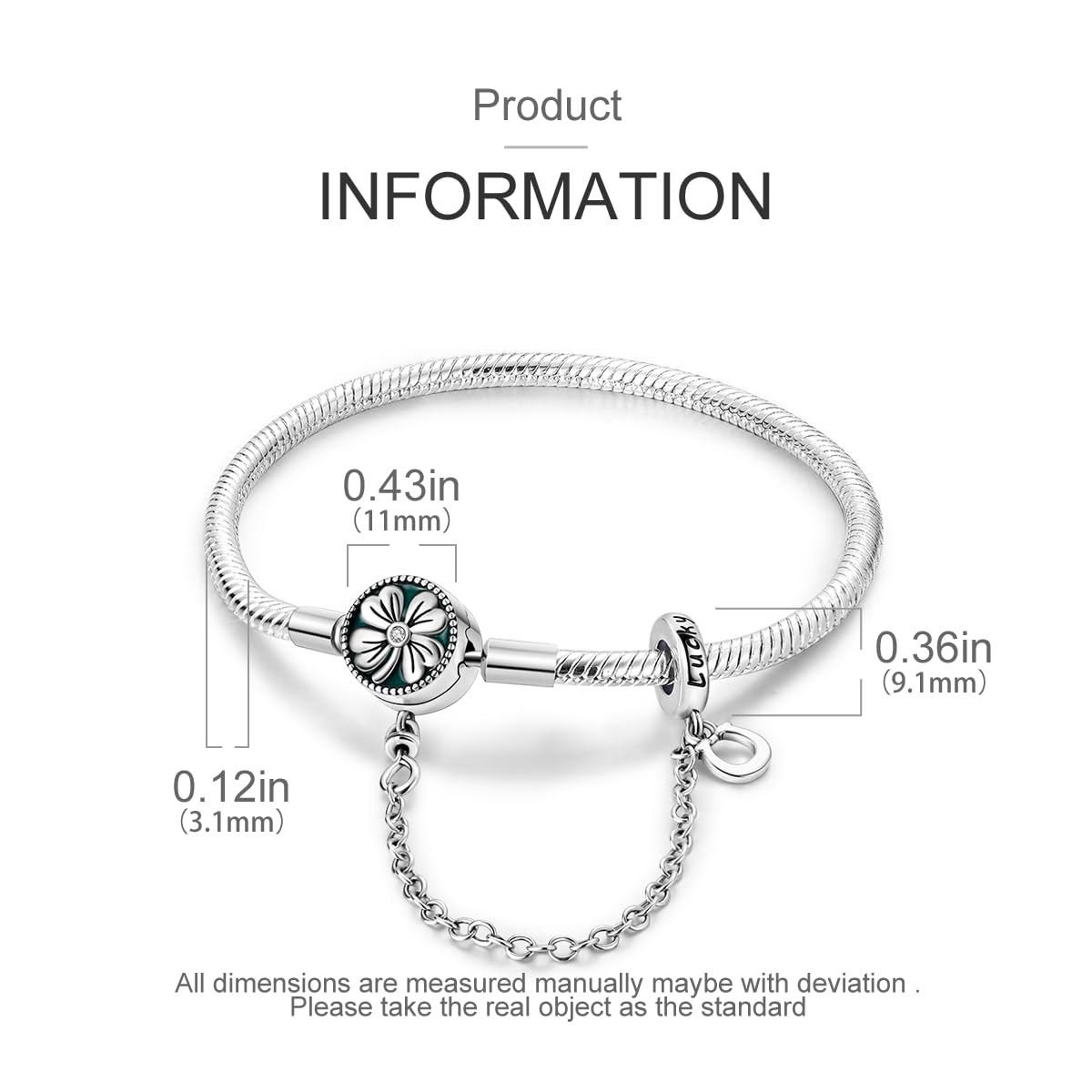 MULA Bracciale Charm a Catena di Serpenti in Argento 925 Farfalla Cuore Trifoglio con 5A Cubic Zirconia per Donne Ragazze Regalo per Lei