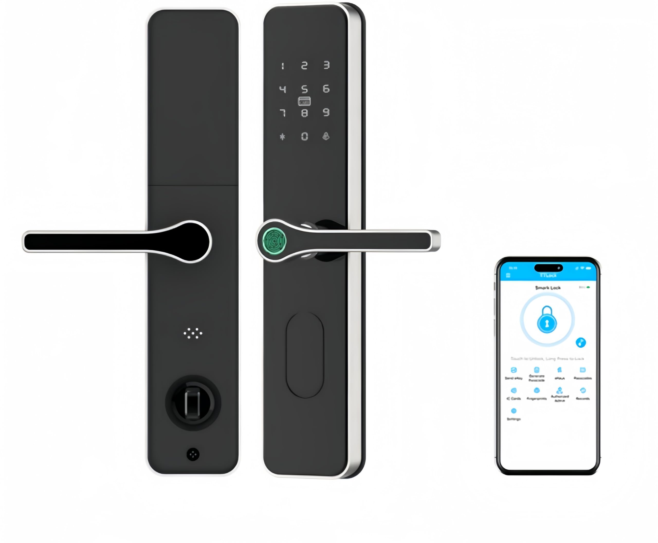 Smart Lock,TT Lock(Bluetooth),Unlock by Fingerprint,Keypad,NFC,Key,Remote,Standardized installation,Applicable to Home,Office,Hotel,Apartment,Compatible with Alexa (Need Gateway)(gs58)