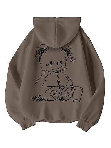 Verdusa Women's Cartoon Graphic Hoodie Long Sleeve Drawstring Hooded Sweatshirt