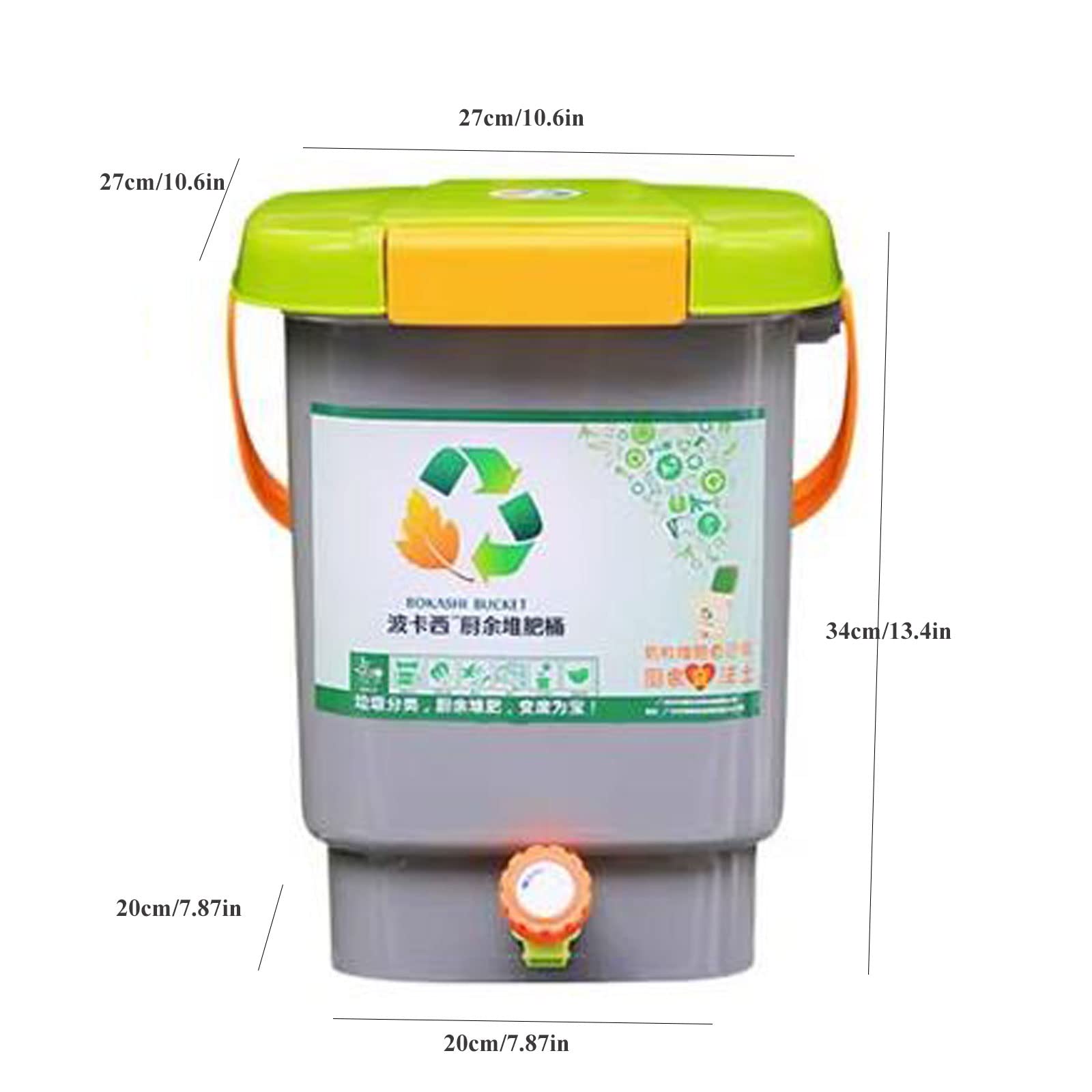 Bac à compost pour jardin, Système de compostage Bokashi d'intérieur, seaux à compost de cuisine avec robinet, couvercle hermétique, moyen pratique de collecter tous vos déchets organiques – Seau de 1