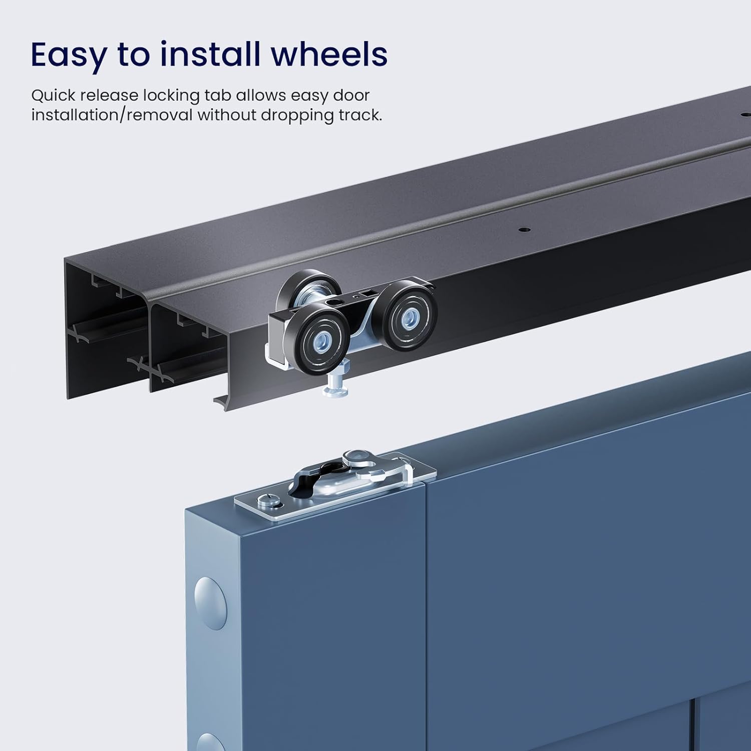 SMARTSTANDARD 48"/4FT Ceiling Mount Bypass Sliding Door Hardware Kit for Cabinet Closet, Double Pocket Doors Hardware with Finger Pull, Smoothly and Quietly, Fit 24.5" Wide Door Panel, No Door, Black