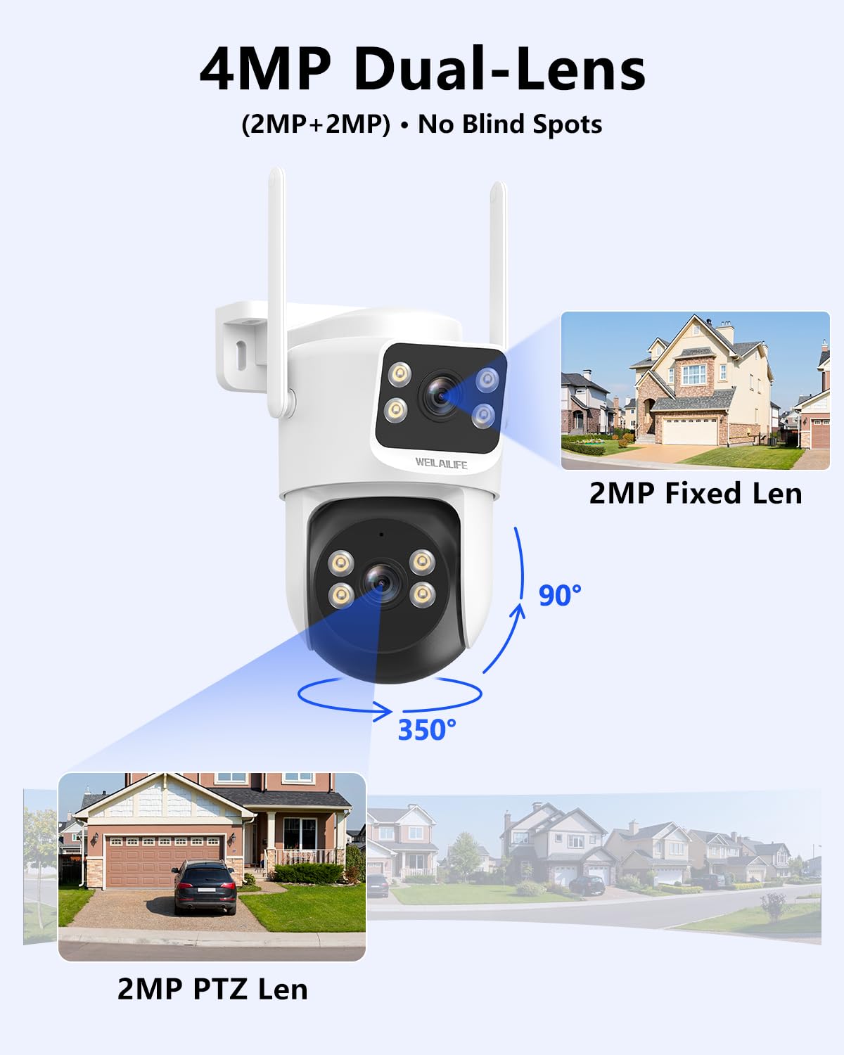 【Sistema di sicurezza tutto in uno】 Telecamere di sicurezza PTZ da 4 MP wireless per esterni, sistema di telecamere di sicurezza domestica WiFi, kit DVR per videosorveglianza