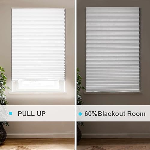 Vista 36 de MYshade Paquete de 6 persianas de papel opacas temporales para ventanas, persianas plisadas de papel con adhesivo, sin herramientas, sin Negro