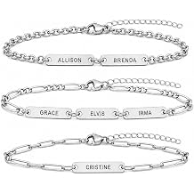 Personalized Bracelet for Women, Custom Clover Initial or Name Bar Gift