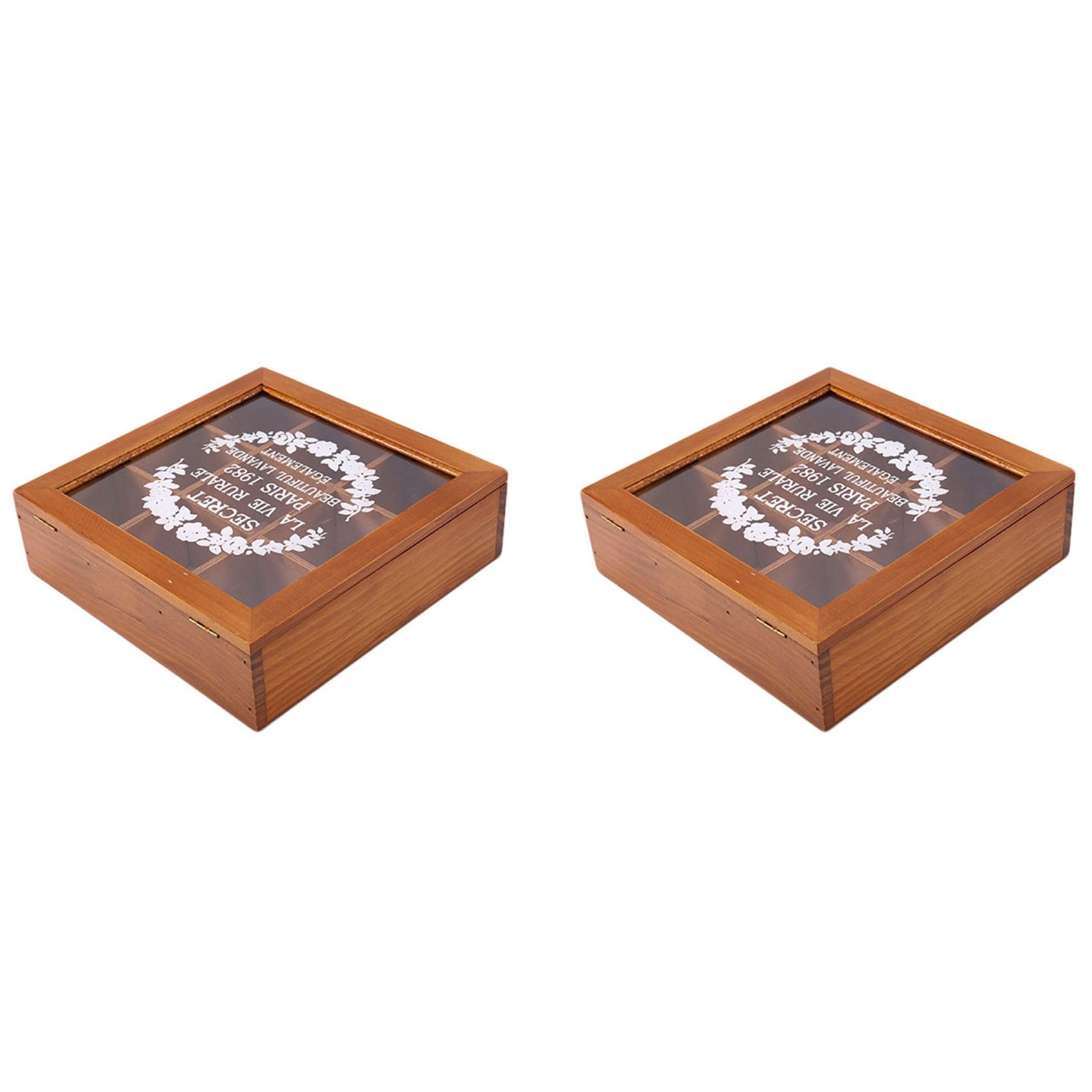 Hndhbfgrt 2X 9 Section Wooden Chic Tea Box Compartments Container Bag Chest Storage Spice New Store Boxes-Wood Color