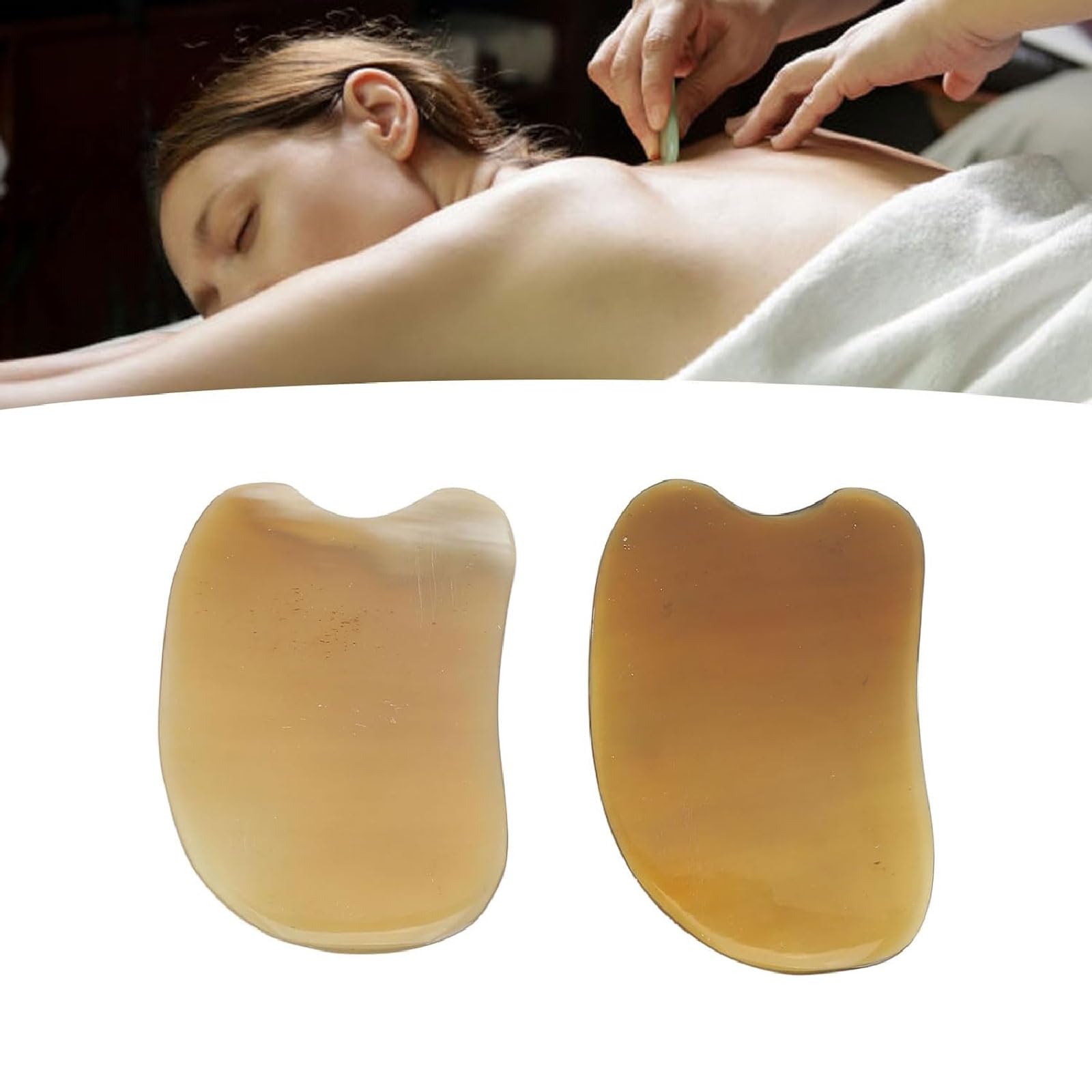 Junta Gua Sha Juego de 2 Cuernos Artificiales Gua Sha, Tablero Facial Gua Sha, Herramienta de Masaje Corporal Gua Sha, Herramienta para el Cuidado de la Piel Facial SPA Herramientas Gua Sha