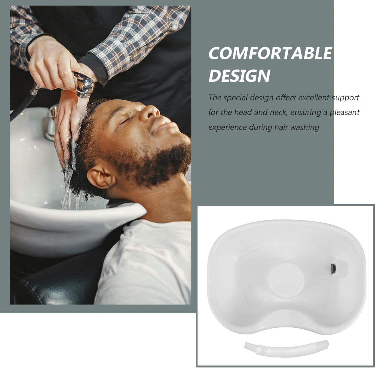 Healeved Lavandino portatile per lavare i capelli prostrati, letto con supporto ergonomico per testa e collo scarico per anziani disabili e incinte, casa e ospedali bianco