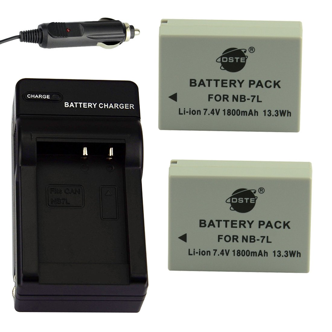 DSTE 2pcs NB-7L NB-7LH Replacement Li-ion Battery and Charger Compatible for Canon PowerShot G10, G11, G12, SX30 is