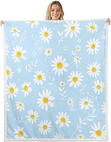 Miniatura 10 de Manfei Manta de margaritas, manta de flores amarillas y blancas para sofá, manta de cama de jardín botánico para niños y niñas, decoración de Multi