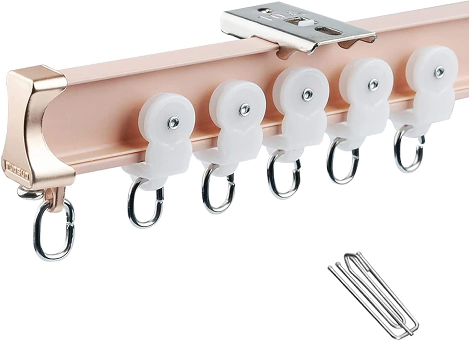 WQPMNYG Flexible Hospital Curtain Track SystemPink Shower Curtain Rods with Hooks Wall Divider Rail for Bathroom Bedroom Office RVCeiling Mount 220cm/7.2ft