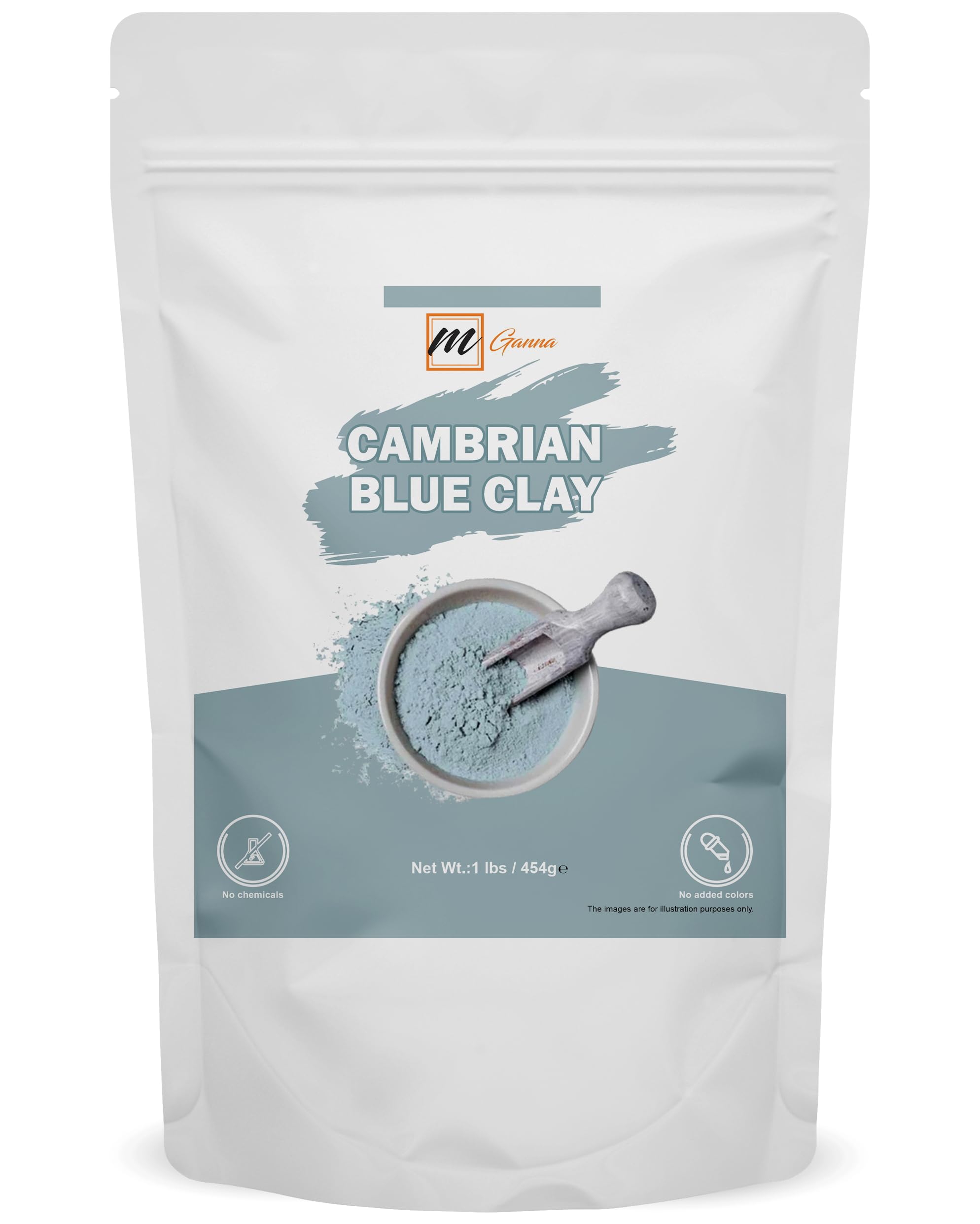 mGanna 100% Natural Cambrian/Serbian Blue Clay for Facial Masks Creams, Body Wraps, Soft Peels and Scrubs