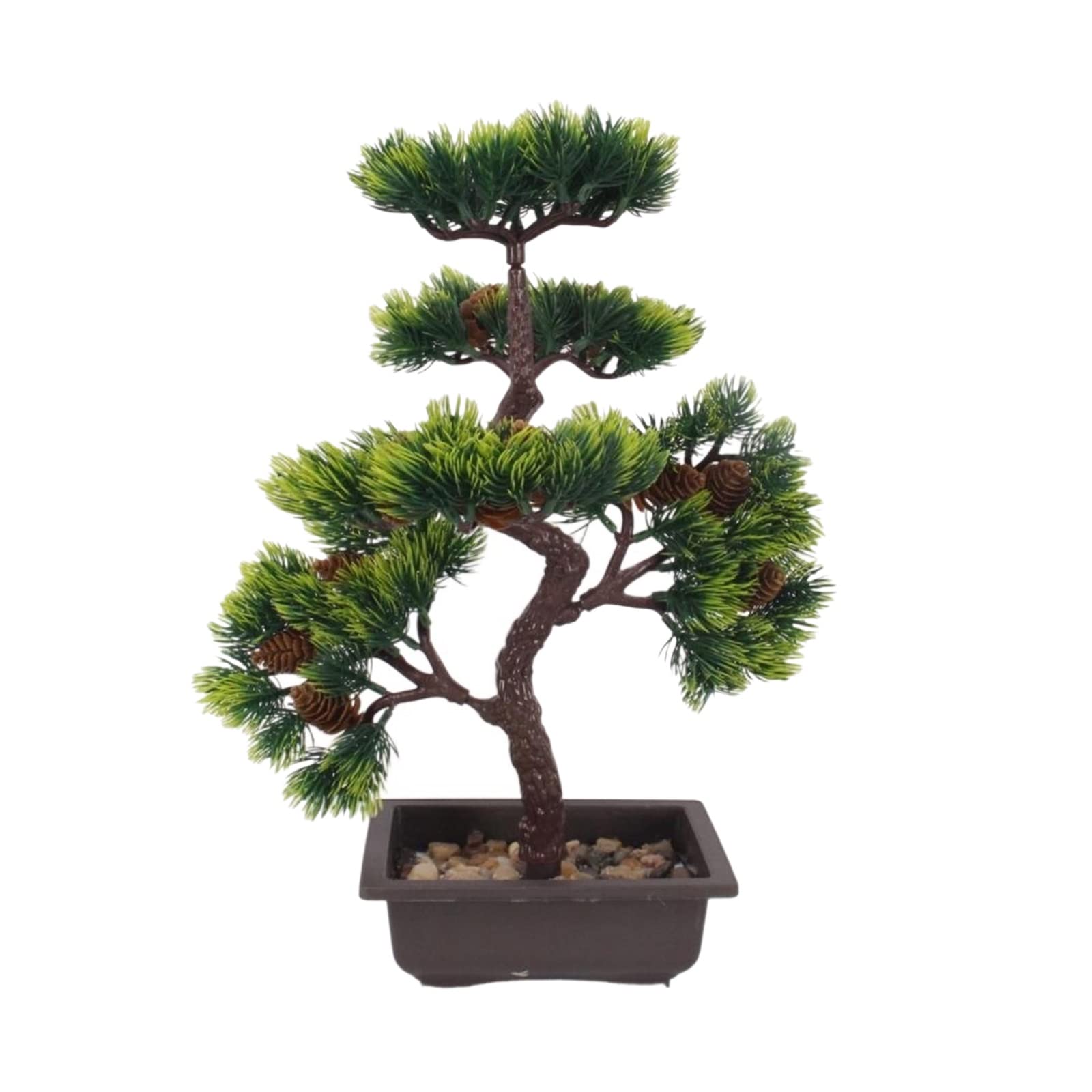 Fake Plant High-End Simulation Welcoming Pine Bonsai Green Plastic Plants Potted Desktop Fake Flower Set Home Decoration