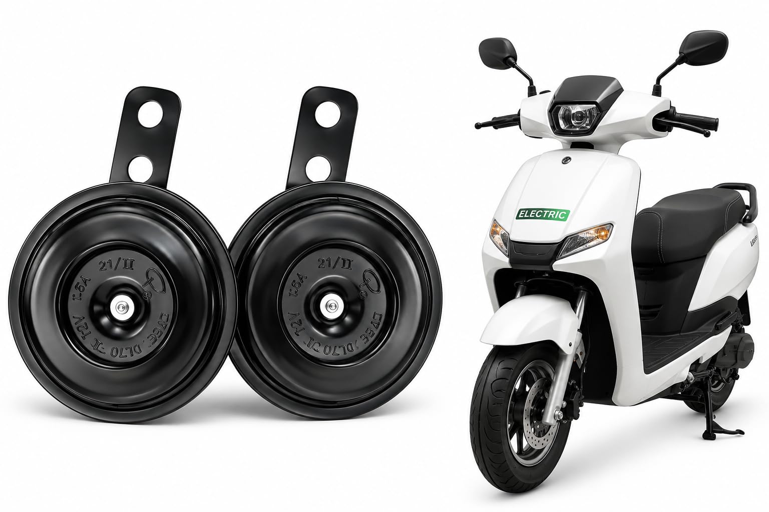 Electric Scooter Horn -12V Horn 2N (360/440 Hz, 110dB, 70mm Dia) For Electric Scooter, Scooty, E-Bike, EV Horn, High sound l, black, Pack of 2-picture-10