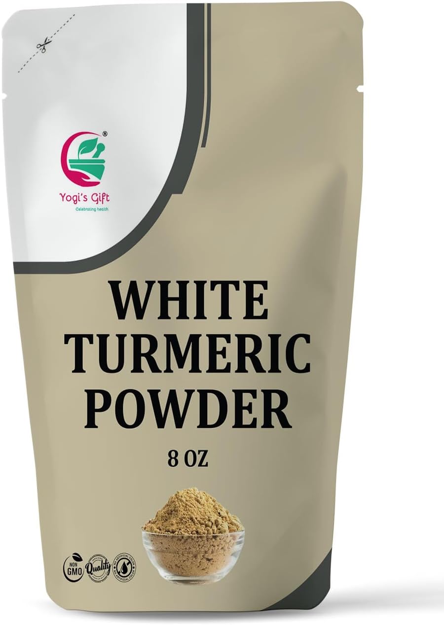 YOGI’S GIFT – Celebrating health White Turmeric Powder for Skin Care | 8 oz | No staining | aka Kapoor Kachri & Hedychium Spicatum | 100% Herbal Skin Care by