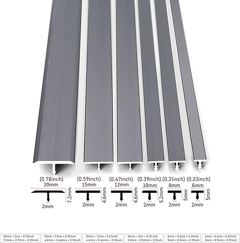 Miniatura 3 de Tira de transición de suelo de moldura en T de 47.2 pulgadas  3.9 pies, tira de cubierta de costura de umbral para pisos de cemento laminados de