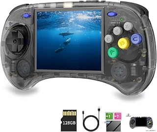 RG ARC-S Handheld Game Console 4.0 inch IPS Screen Linux System RK3566 64bit 5G WiFi Bluetooth 4.2 Retro Video Player with 128GB Card 20+ Simulator 4541 Games Support Wired Handle(RG ARC-S-Black TP)