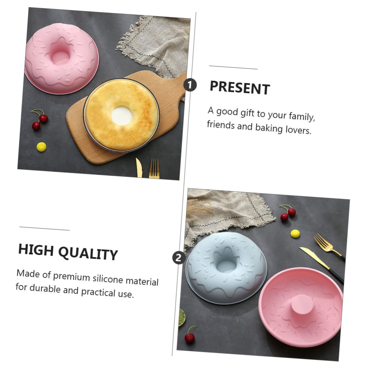 Abaodam 3stücke Silikon Donut Mold Für Backen Wiederverwendbare Backform Donuts Und Kuchen Lebensmittelechtes Material Für Feiern Snacks