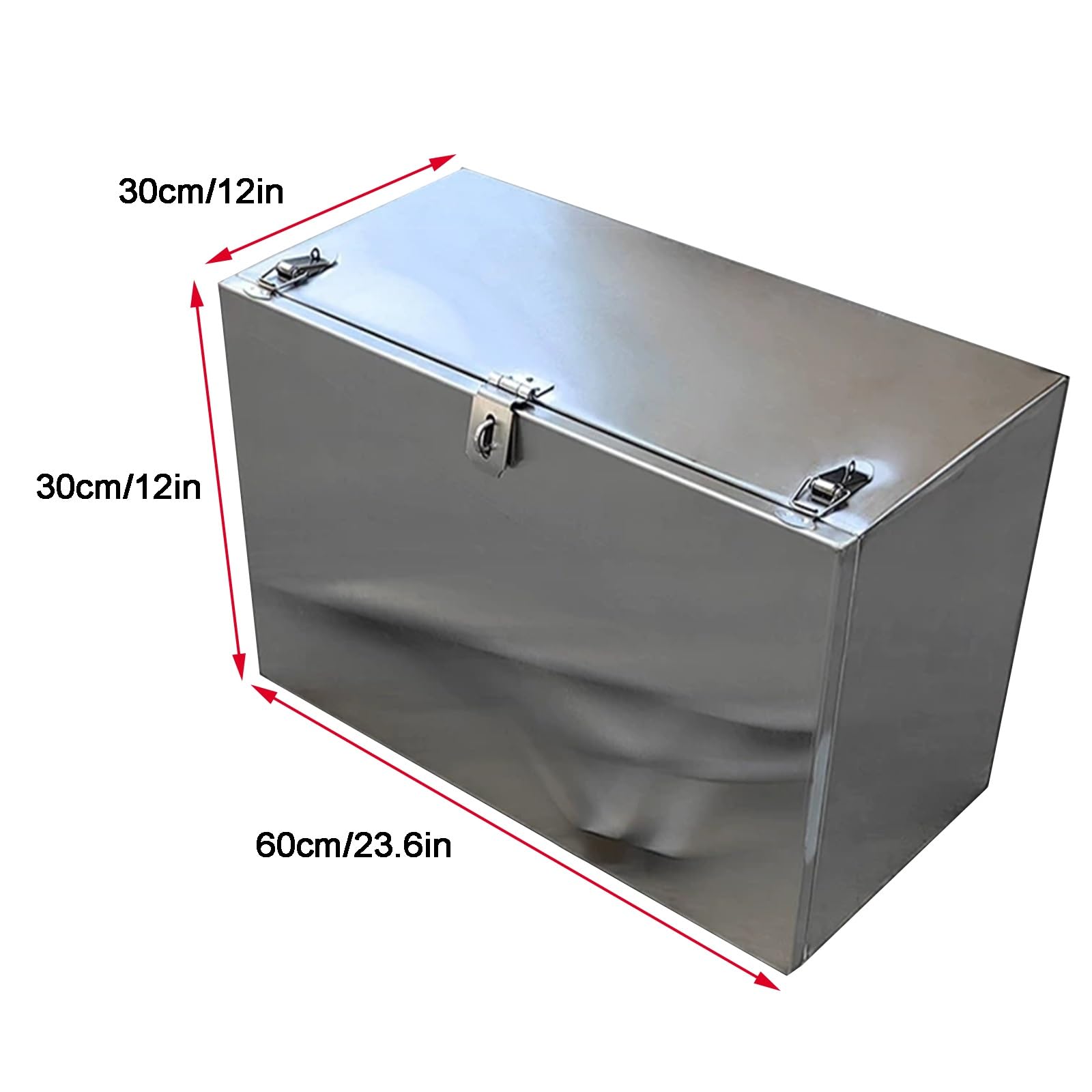 Boîte à outils en acier inoxydable pour lit de camion – Organiseur de coffre durable avec chaîne de limite et trou de cadenas pour pick-up remorque de camping-car