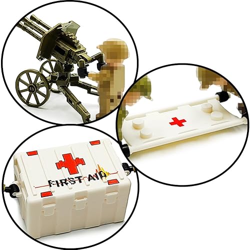 Miniatura 7 de Juegos de armas de la Segunda Guerra Mundial, kits de accesorios militares, juguetes de bloques de construcción, incluyen piezas de pistola de