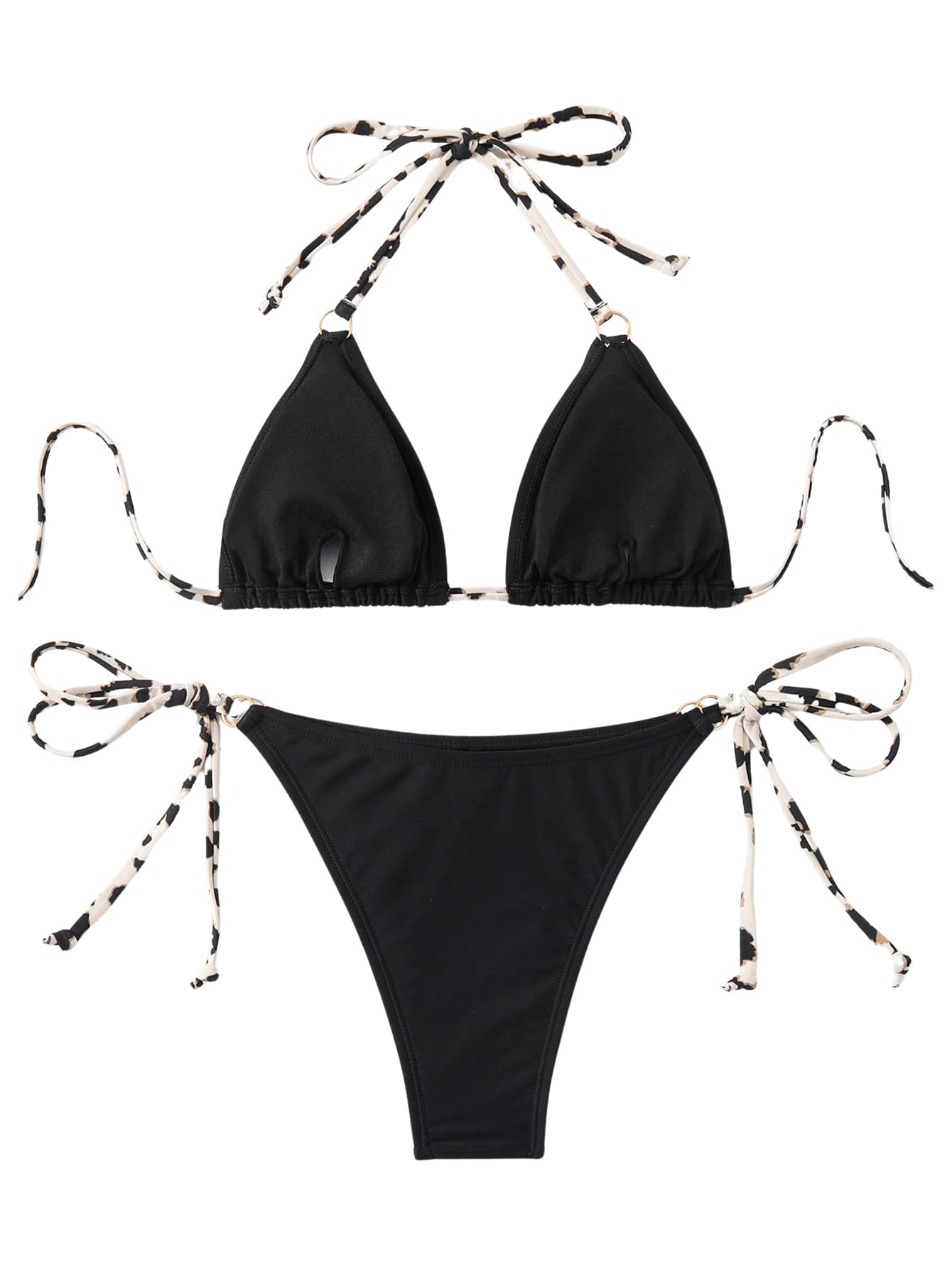 GORGLITTER Bikini deux pièces pour femme - Dos nu - Triangle - Haut de bikini string - Maillot de bain avec nœud - Tenue d'été