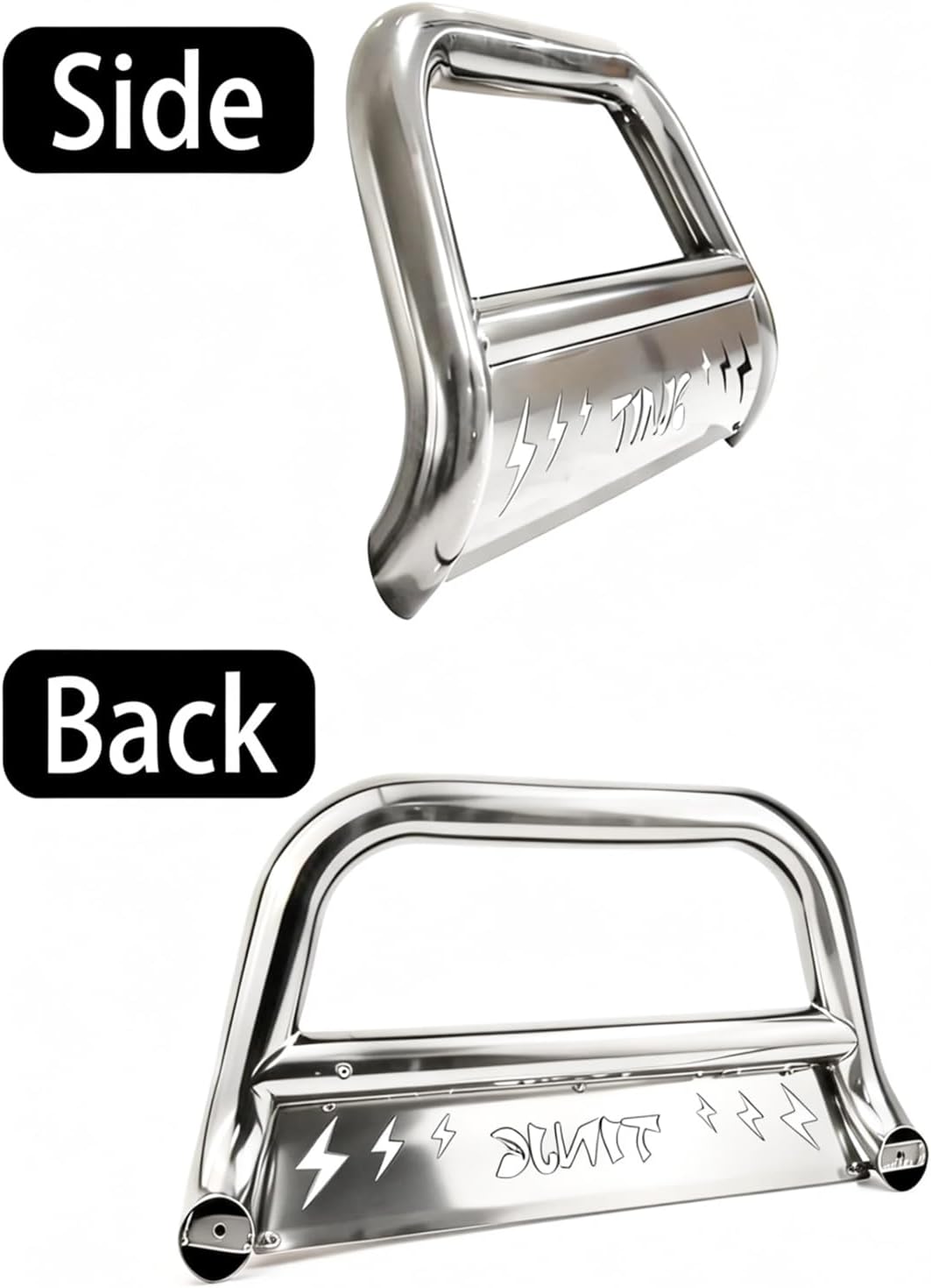 Bull Bar Front Bumper Grille Guard Fit for 2009 2010 2011 2012 2013 2014 2015 2016 2017 2018 Dodge Ram 1500, 3" Bull Bar Grille Stainless Steel Chrome with Removable Skid Plate, Silver