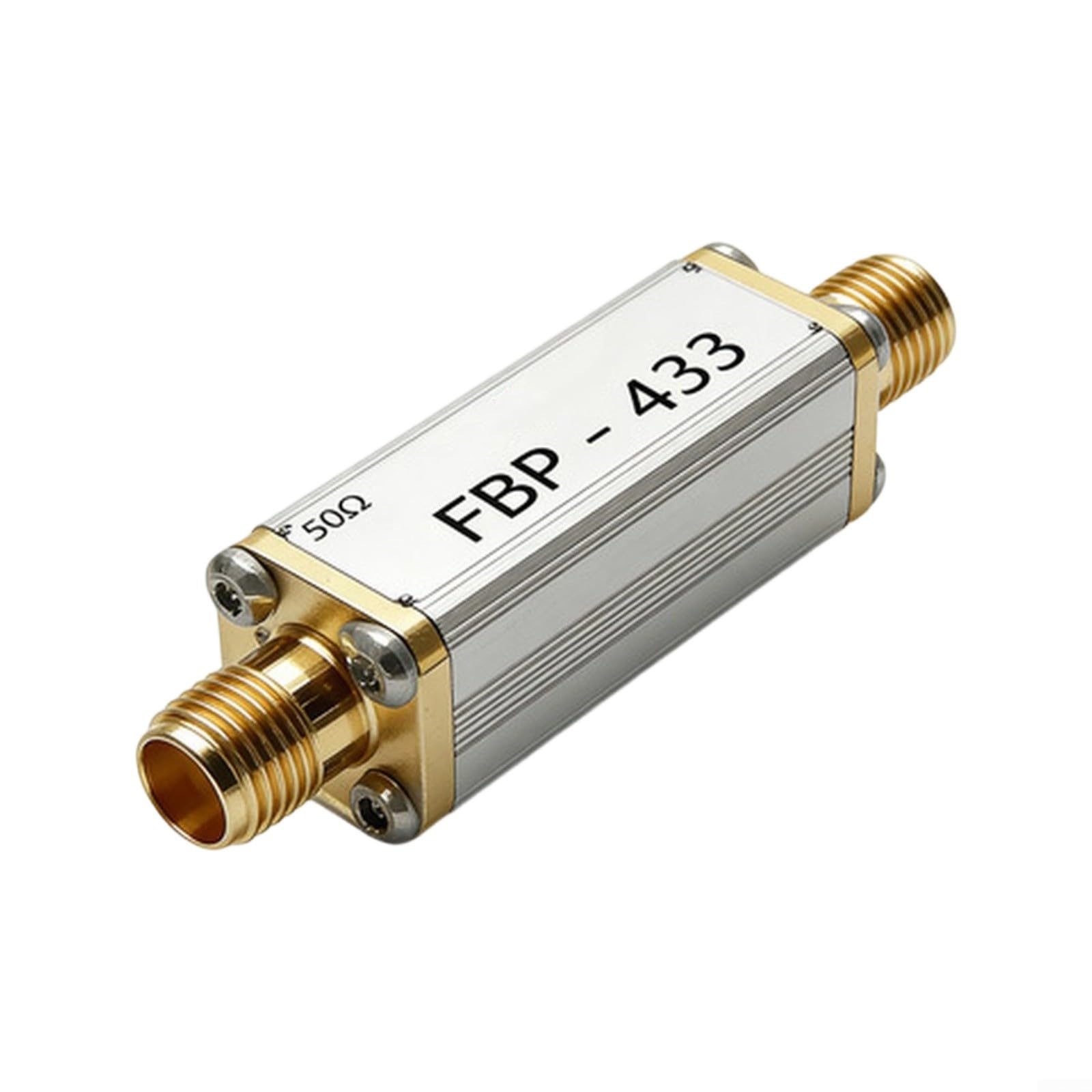 Filtro passa a banda 390-470 MHz per 433 MHz, filtro RF da 50 Ohm con riduzione di inserimento <3,5 dB, soppressione >50 dB, capacità di carico 10 W, compatto per trasmissione video e applicazioni SMA