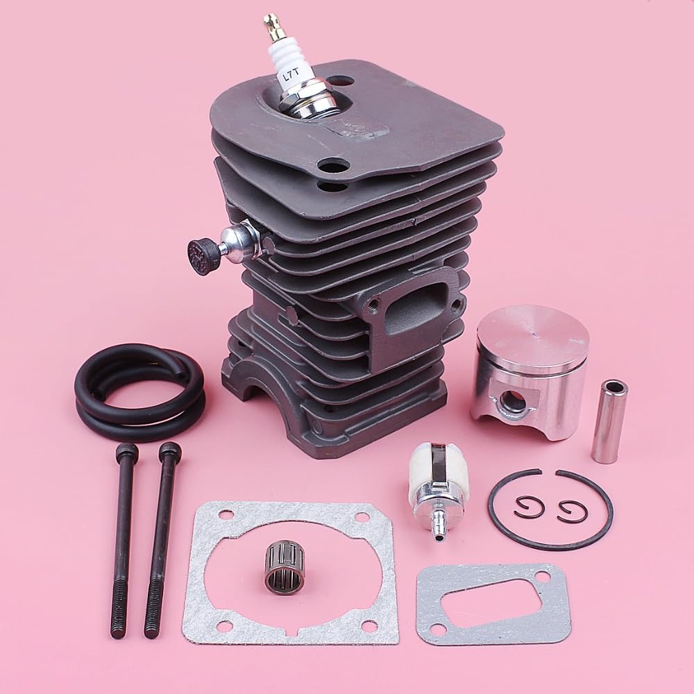Kit de pistón de cilindro de 42 mm, for Husqvarna 340 345 Línea de filtro de combustible Junta de rodamiento Válvula de descompresión Pieza de reemplazo de motosierra Pistón de cilindro de jar
