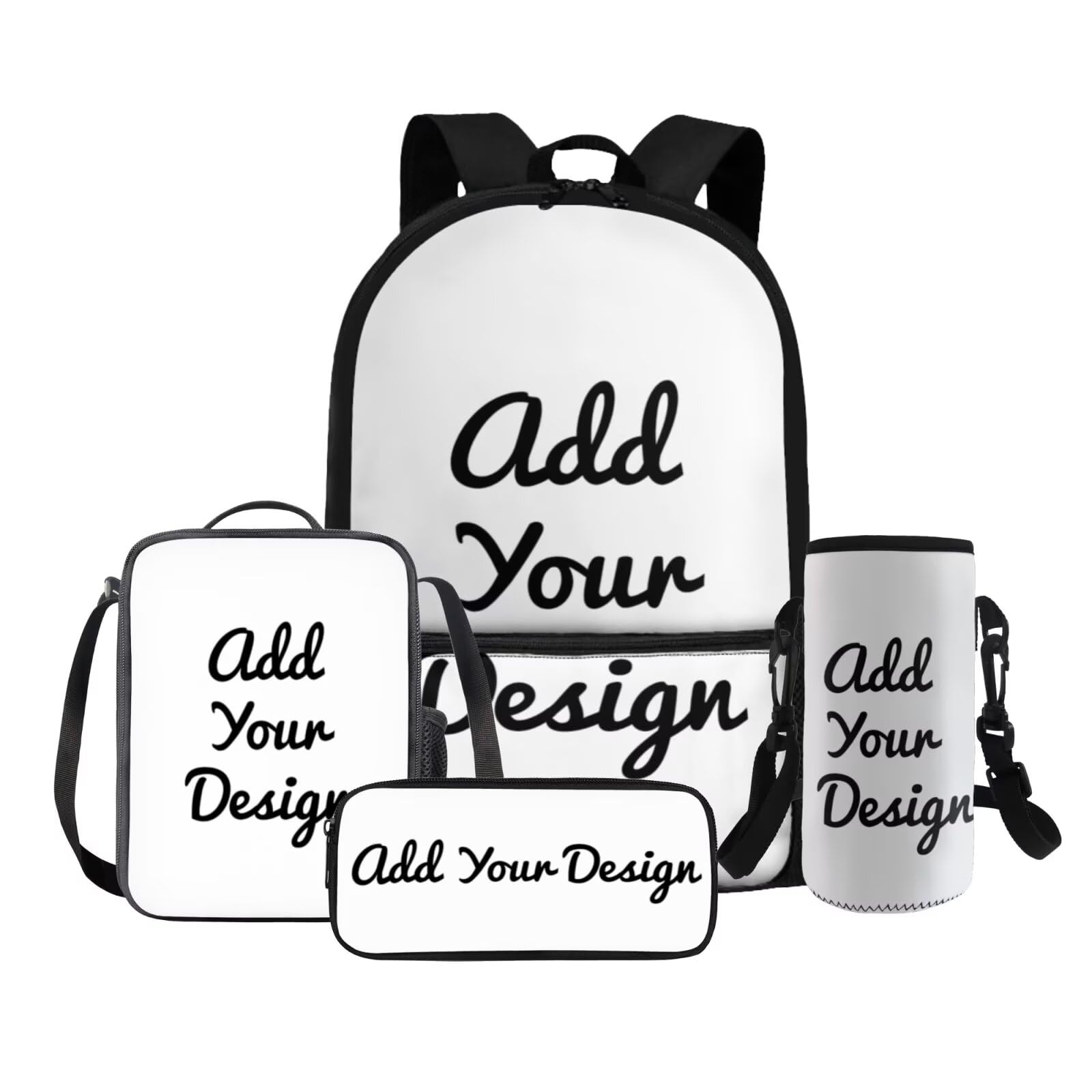 COEQINE Mochila escolar personalizada de 4 piezas para niñas de 8 a 10 años con nombre, mochila escolar para niños con fiambrera, estuche para lápices, funda para botella de agua, para adolescentes,