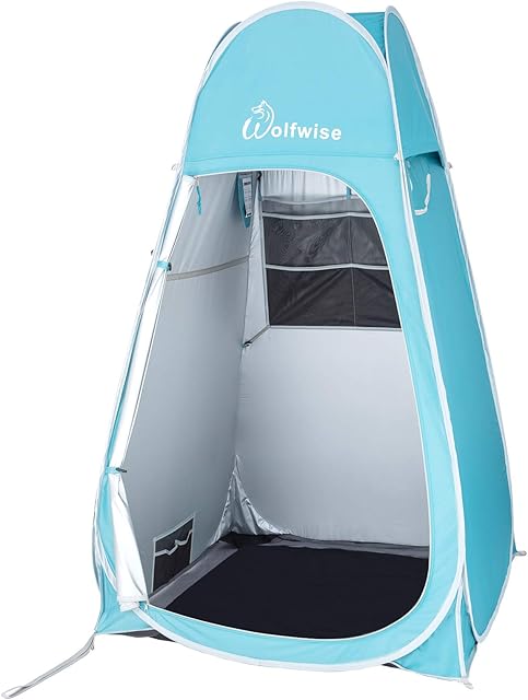 WolfWise Shower Privacy Toilet Tent Beach Portable Changing Dressing Camping Pop Up tents Room Sun Sunshade Baby Outdoor Backpack Shelter Canopy (Blue green)