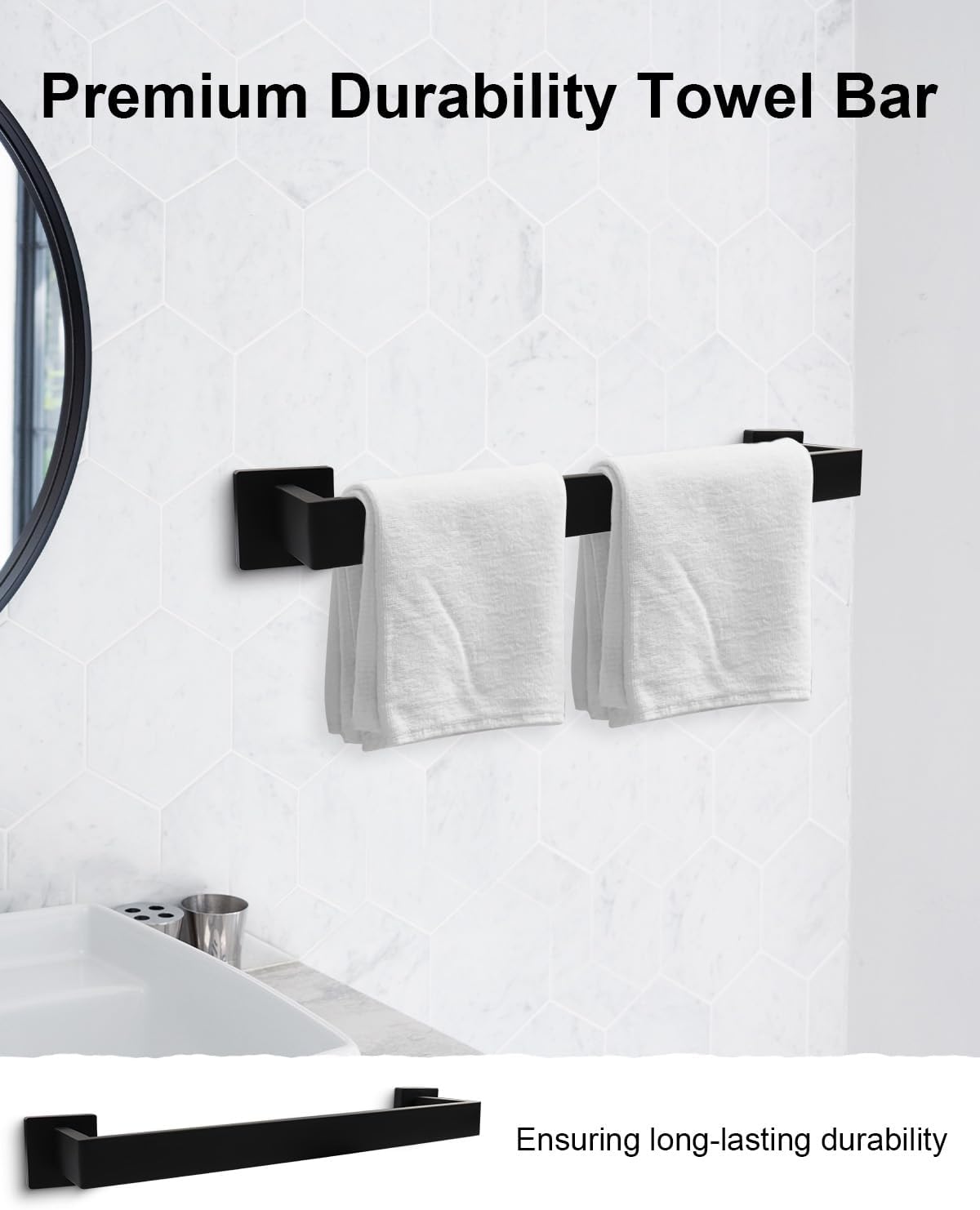 Matte Black Stainless Steel 5-Piece Bathroom Hardware Set