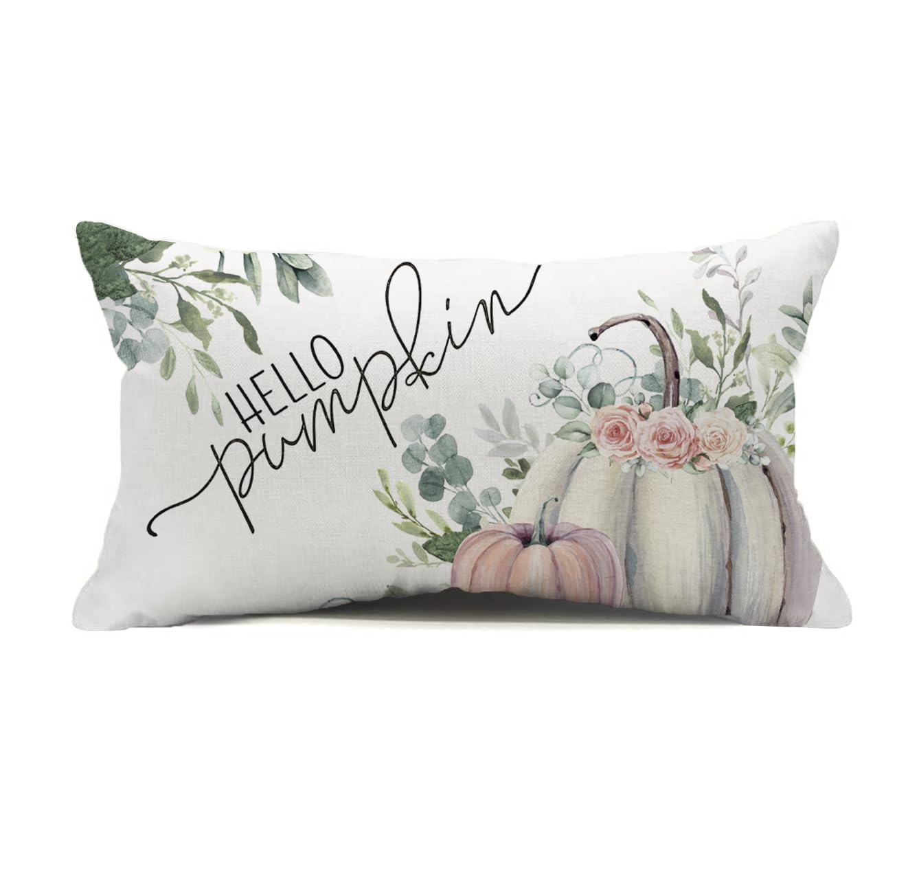 Auomily Thanksgiving Day Watercolor Pumpkin Maple Leaf Pillow Covers 12x20 inch Autumn Thankful Throw Pillow Covers Farmhouse Outdoor