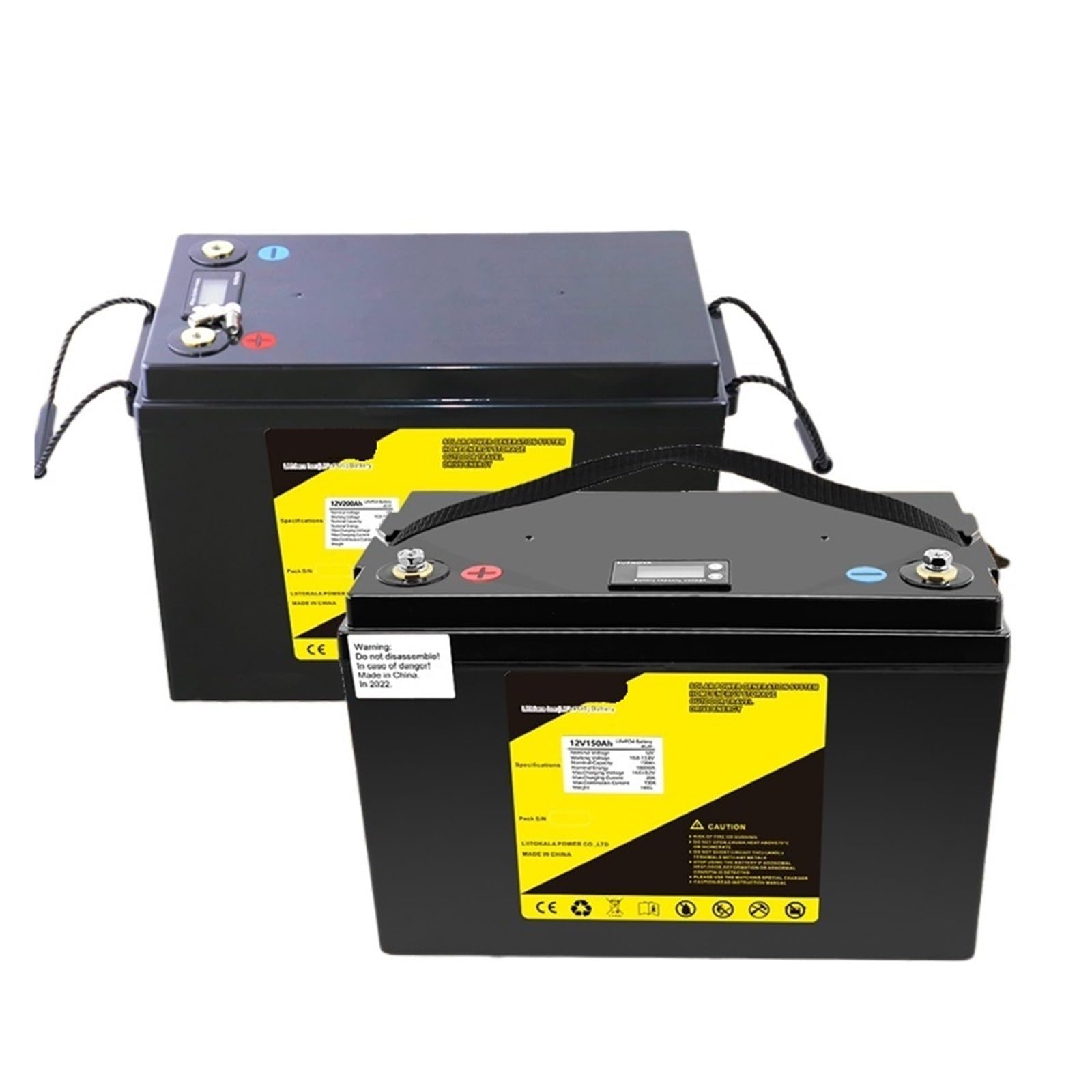 Batteria Portatile 12V60Ah/100Ah/120Ah/150Ah/200Ah/300Ah, Compatibile con Pacco Batteria LiitoKala LiFePo4 4S 12,8V RV Barca Motori Inverter Solar Powerlar Wind(12.8V120Ah(LCD))