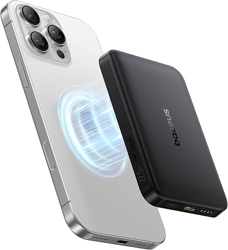 Miniatura 9 de Baseus Cargador portátil MagSafe, Qi2 certificado 15 W, banco de energía magnético inalámbrico de 10000 mAh con cable USB-C de 22.5 W PD de carga,