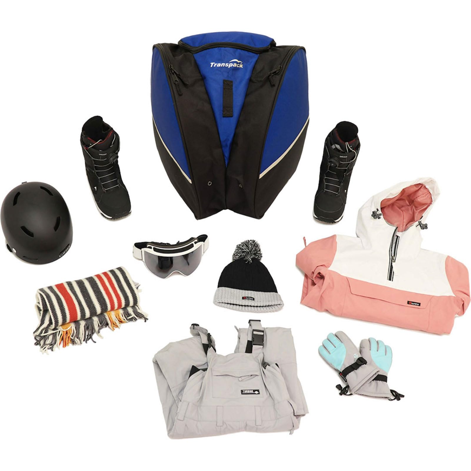 TRANSPACK Edge Junior+ 38L Wasserabweisende, gepolsterte Ski-/Snowboardstiefel, Helm, Brille und Ausrüstungsrucksack, Tasche