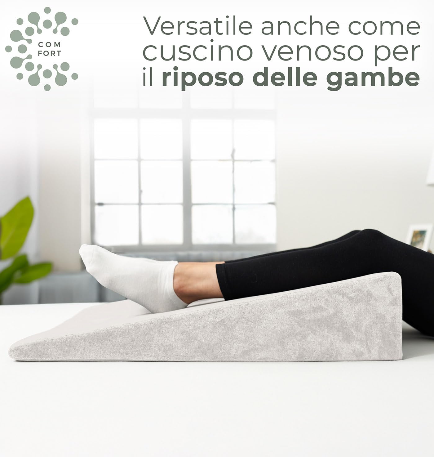 WELL B4 Cuscino antireflusso adulto da Lettura con Memory Foam [con 2 zone di distensione] sollevatore ergonomico, a cuneo per letto, divano per gambe e Schiena, cuscino reflusso gastroesofageo