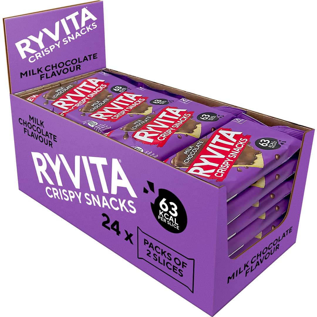 RyvitaCrispy Snacks Twin Pack, Topped with Milk Chocolate, 24 x Twin Pack
