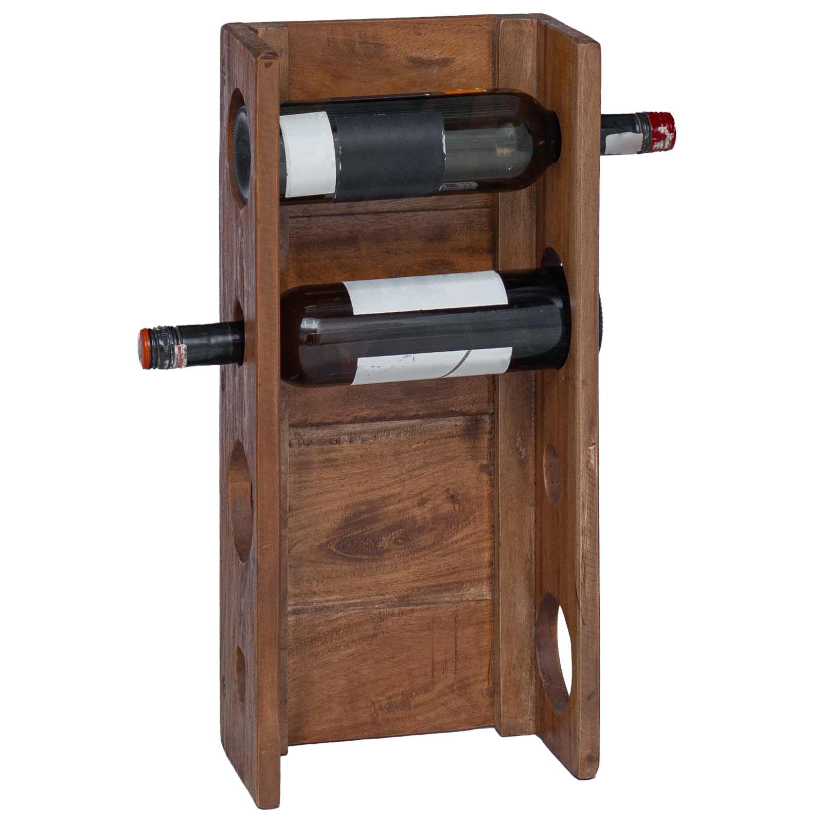 Fengshui Regał na wino z litego drewna mahoń 24 x 13 x 54 cm