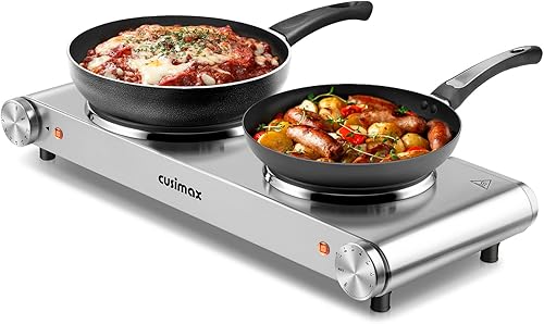 CUSIMAX Placas calientes eléctricas para cocinar, quemadores de encimera de 1800 W, quemador eléctrico, estufa portátil de acero inoxidable con