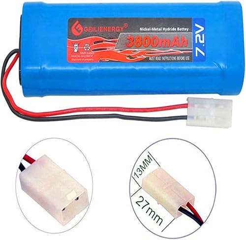 Miniatura 3 de Batería NiMH de 7.2 V 3800 mAh de 6 celdas para autos RC Hobby batería con conector Tamiya para automóvil, camión, camión, tanque de buggy, avión,