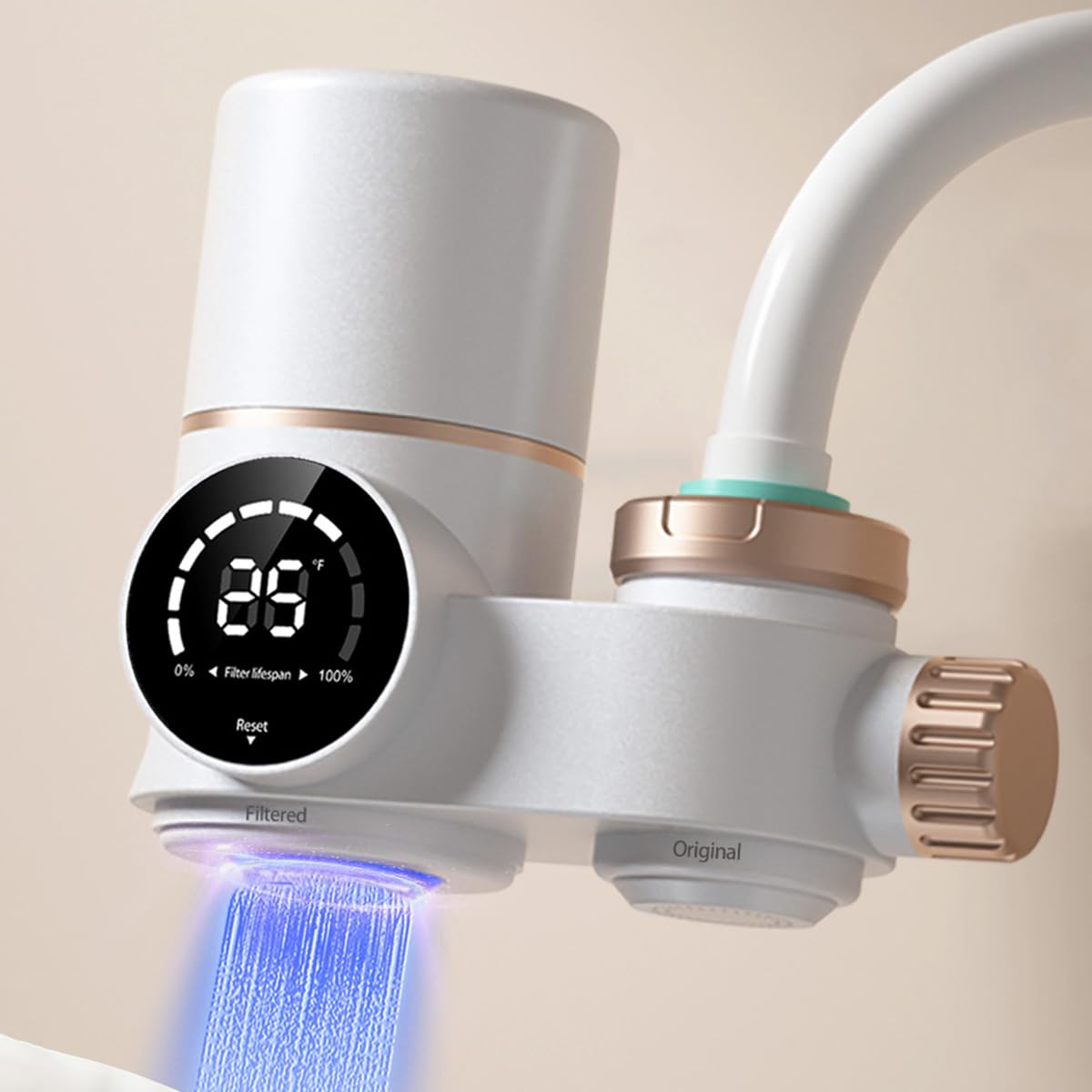 Faucet Water Purifier, Suitable for Sink faucets, Kitchens, bathrooms, Powerful Filtration, LED Display, Reduce Lead, Chlorine, Heavy Metal