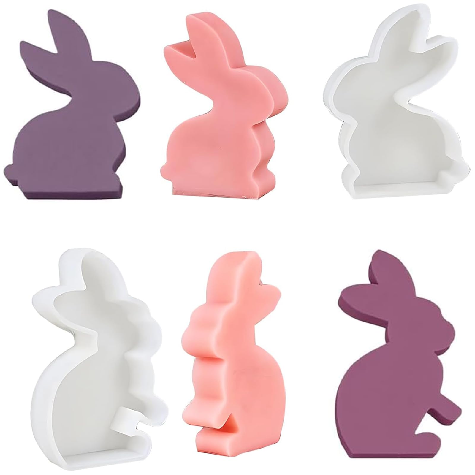 Stampo Silicone Conigli Pasquali TIDEVAN - 4 Pezzi Per Candele E Saponi Fai Da Te - Foto 2