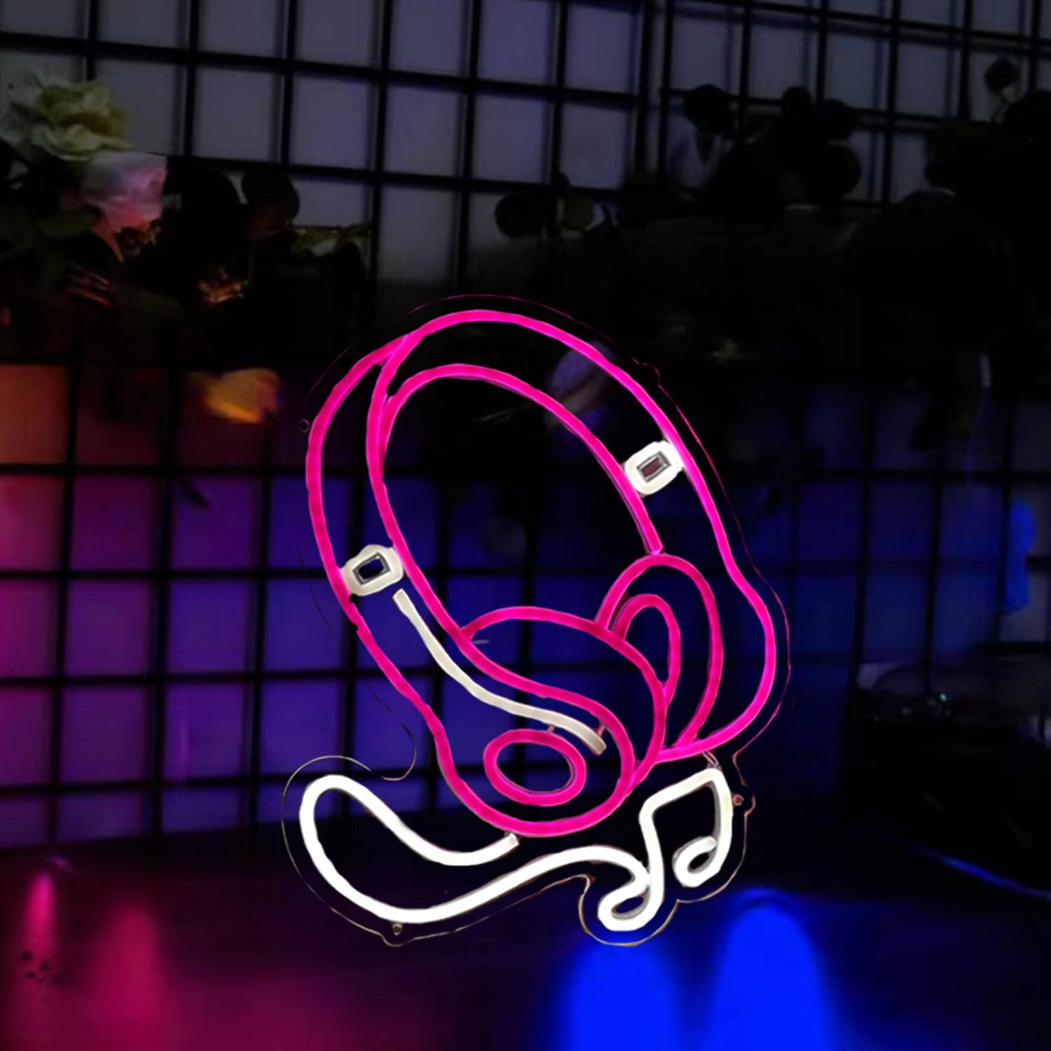 HFHUNGKEONG Headsets Neon Sign for Art Wall Decor,Live Music Neon Sign,Pink Led Light Sign With USB Power for Teen Room Gamer Decor,Music Studio Accessories For Bar Birthday Party,14.96x12IN