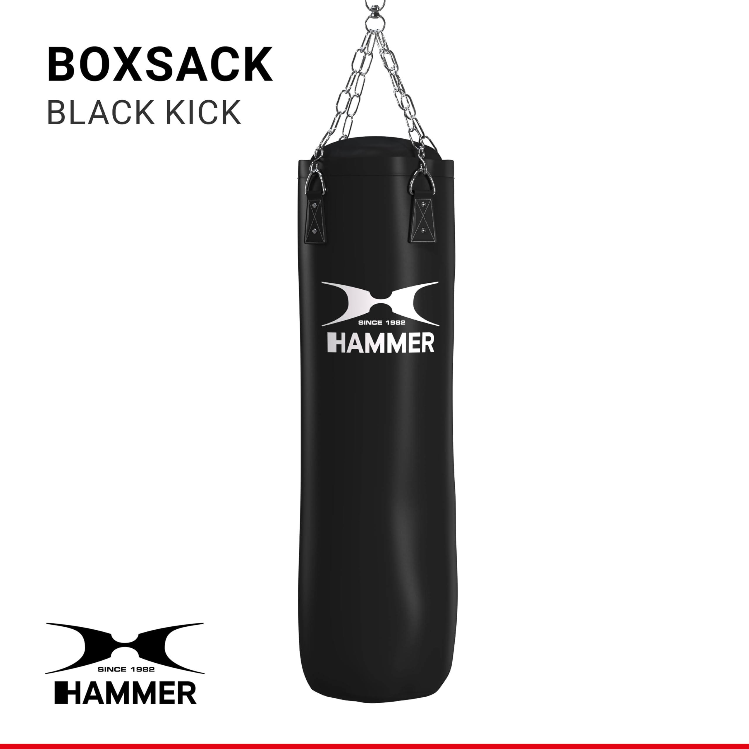 HAMMER BOXING Boxsack Premium Black Kick - Ideal für Box- und Kickbox-Training